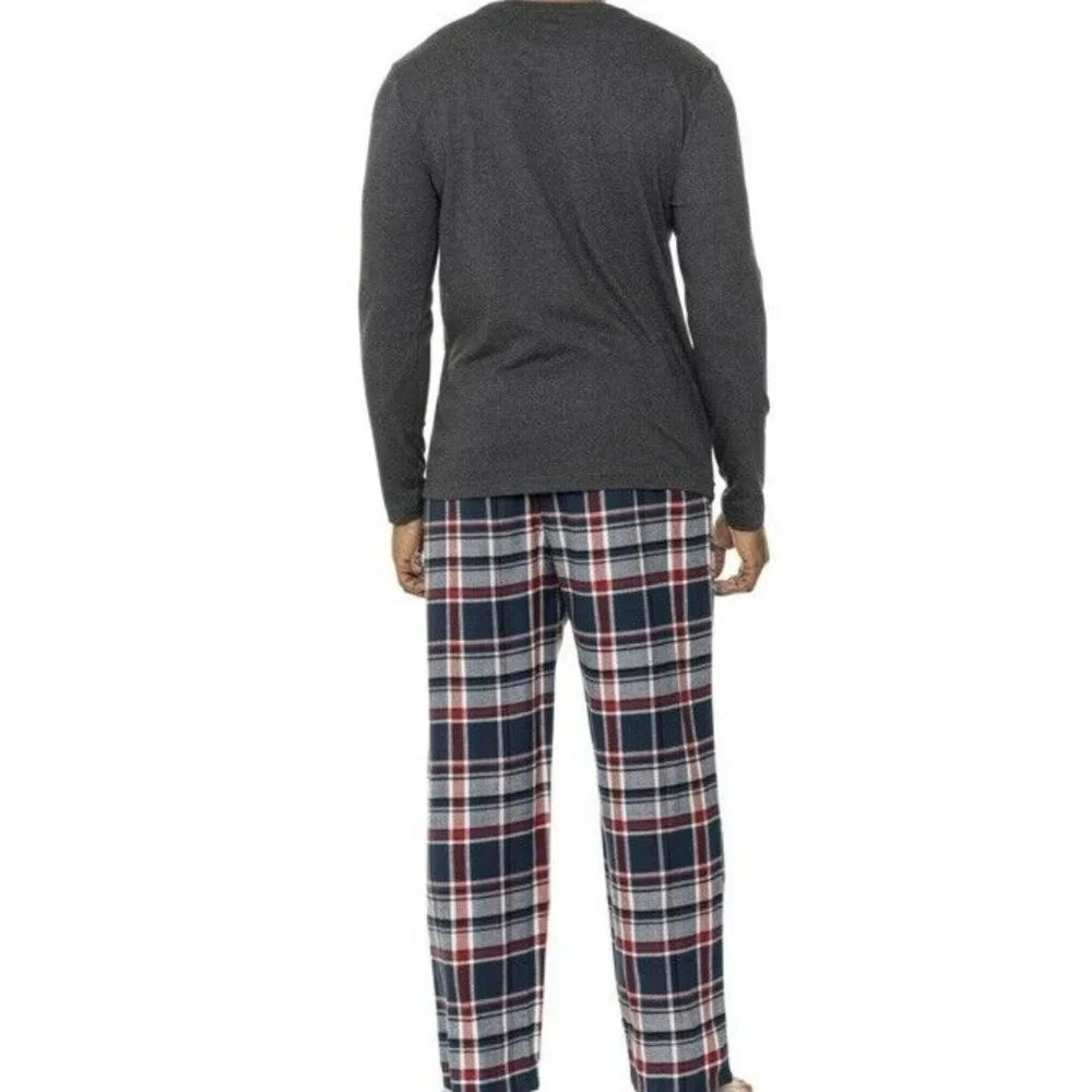 New‎ Lucky Brand Men's 2-Pc Pajama Soft  Jersey & Plaid Flannel Pant Set XL - Picture 2 of 7